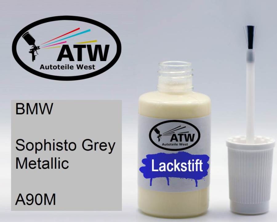 BMW, Sophisto Grey Metallic, A90M: 20ml Lackstift, von ATW Autoteile West.